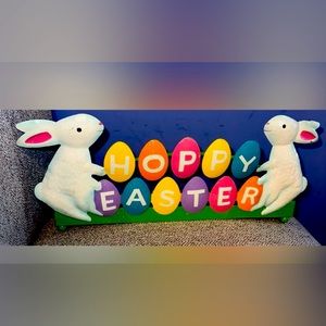 Blossoms & Blooms Hoppy Easter White Bunny Rabbits Candle Tealight Holder NWT